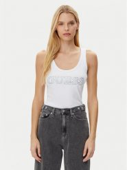 Guess Top W5GP29 KA0H1 Biały Regular Fit. Białe topy Guess, xl, z aplikacjami, z bawełny, bez kołnierzyka, bez ramiączek. Za 129.00 zł.