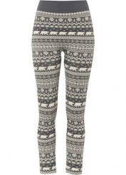Legginsy ocieplane z poliestru z recyklingu. Szare legginsy bonprix, bez wzorów. Za 67.99 zł.