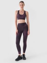 4F Legginsy treningowe z wysokim stanem damskie - fioletowe M. Fioletowe legginsy sportowe 4f, m, bez wzorów, z dzianiny, z podwyższonym stanem, na fitness i siłownię. W wyprzedaży za 69.99 zł.