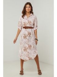 Lin Passion Lniana sukienka w kolorze kremowo-jasnoróżowym rozmiar: 40/42. Brązowe sukienki Lin Passion, bez wzorów, ze lnu, klasyczne, bez kołnierzyka, bez ramiączek, midi. Za 148.61 zł.