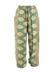 BLE Spodnie w kolorze złoto-zielonym rozmiar: M/L. Zielone spodnie materiałowe BLE, bez wzorów, z materiału, z podwyższonym stanem. Za 96.83 zł.