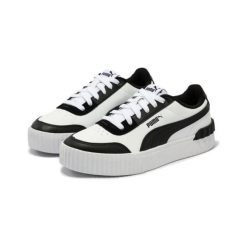 Buty sportowe damskie Puma CARINA LIFT 37303118. Białe buty treningowe Puma, bez wzorów, z materiału, bez zapięcia. Za 184.26 zł.