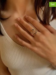 Les Petites Précieuses Pozłacane pierścionki (3 szt.) z cyrkoniami i szafirami rozmiar: 54. Niebieskie pierścionki Les Petites Précieuses, z cyrkonią, pozłacane. Za 323.50 zł.