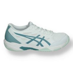 Damskie buty halowe Asics Gel-Flare. Niebieskie buty treningowe ASICS, bez wzorów, z materiału, bez zapięcia, do piłki ręcznej. Za 529.00 zł.