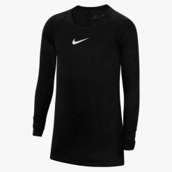 Koszulka Termoaktywna Juniorska Nike First Layer. Białe bielizna termoaktywna damska Nike, bez wzorów, bez ramiączek, do piłki nożnej. Za 89.99 zł.