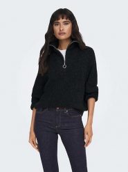 ONLY Sweter w kolorze czarnym rozmiar: L. Czarne swetry ONLY, l, bez wzorów, prążkowane, bez ramiączek. Za 132.05 zł.