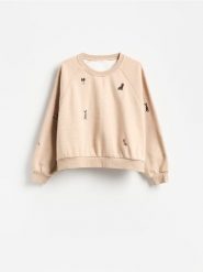 Bluza z haftowanym wzorem - wielobarwny. Bluzy Reserved, l, bez wzorów, z bawełny, bez ramiączek, bez kaptura. Za 129.99 zł.