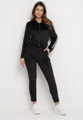 Czarny Welurowy Komplet Dresowy 2-Częściowy z Lampasami Bluza i Spodnie Atiriv. Czarne bluzy Born2be, m, bez wzorów, z dresówki, eleganckie, bez ramiączek, bez kaptura. Za 44.99 zł.