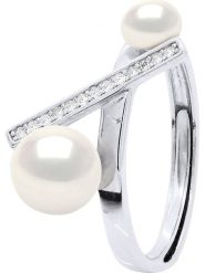 Pearline Srebrny pierścionek z perłą i cyrkoniami rozmiar: onesize. Białe pierścionki Pearline, z cyrkonią, srebrne. Za 173.99 zł.