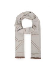 Calvin Klein Szal Emblem Repeat Lw Shawl W Fringes LV04F8074G Biały. Białe szaliki i kominy Calvin Klein, bez wzorów, z materiału. Za 249.99 zł.