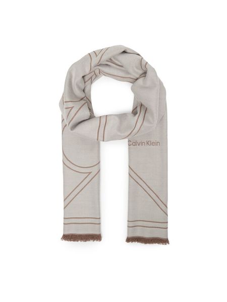 Calvin Klein Szal Emblem Repeat Lw Shawl W Fringes LV04F8074G Biały. Białe szaliki i kominy Calvin Klein, bez wzorów, z materiału. Za 249.99 zł.