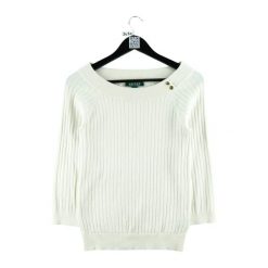 Second life - Damski biały sweter - Jak nowy. Białe swetry Ralph Lauren, l, bez wzorów, eleganckie, bez ramiączek. Za 114.98 zł.