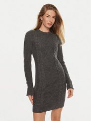 Guess Sukienka dzianinowa Serena W4BK17 Z3HW0 Szary Regular Fit. Szare sukienki Guess, m, z aplikacjami, z dzianiny, bez kołnierzyka, bez ramiączek. Za 339.99 zł.