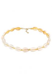 Elli Damski choker Trend Beach z pozłacanymi muszlami Kauri ze srebra próby 925 Sterling Silver Naszyjniki 1 ct. Szare naszyjniki Elli, z materiału, pozłacane. Za 243.99 zł.