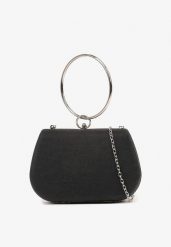 Czarna Torebka Typu Kopertówka Ozdobiona Okrągłym Uchwytem Tolarania. Czarne torebki klasyczne Renee, bez wzorów, eleganckie, bez dodatków. W wyprzedaży za 59.99 zł.