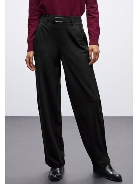 Street One Spodnie w kolorze czarnym rozmiar: 44/L30. Czarne spodnie materiałowe Street One, bez wzorów, z materiału, klasyczne, z podwyższonym stanem. Za 161.73 zł.