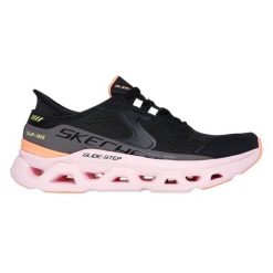 Buty Skechers Slip-ins Glide-Step - Altus 150510-BKMT czarne. Czarne buty treningowe bez wzorów, z meshu, bez zapięcia, trekkingowe. Za 681.40 zł.