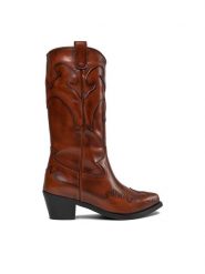 Bronx Kowbojki Western 47515-H Brązowy. Brązowe kozaki Bronx, bez wzorów, ze skóry, bez obcasa, na słupku, bez zapięcia. Za 1,499.00 zł.