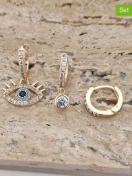 Nakkash Pozłacane kolczyki-kreole (3 szt.) z cyrkoniami rozmiar: onesize. Żółte kolczyki Nakkash, z cyrkonią, pozłacane. Za 63.45 zł.