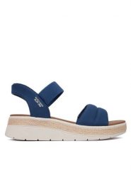 Skechers Sandały BOBS Sun Ray 114413/NVY Granatowy. Niebieskie sandały Skechers, bez wzorów, z materiału, bez obcasa, na płaskiej podeszwie, bez zapięcia. Za 289.99 zł.