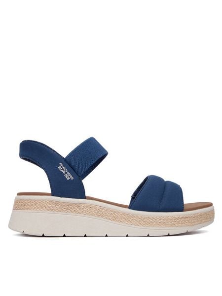 Skechers Sandały BOBS Sun Ray 114413/NVY Granatowy. Niebieskie sandały Skechers, bez wzorów, z materiału, bez obcasa, na płaskiej podeszwie, bez zapięcia. Za 179.99 zł.