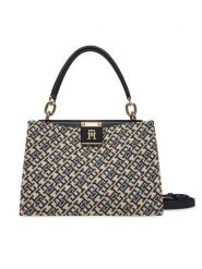 Tommy Hilfiger Torebka Th Her Med Satchel Jacqu AW0AW18639 Granatowy. Niebieskie torebki klasyczne Tommy Hilfiger, bez wzorów, ze skóry, bez dodatków. Za 699.99 zł.