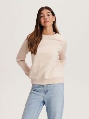 Bluza ze strukturalnej dzianiny - pastelowy róż. Czerwone bluzy Reserved, l, bez wzorów, z bawełny, bez ramiączek, bez kaptura. W wyprzedaży za 69.99 zł.