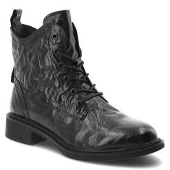 Botki damskie Artiker, licowa skórzana marszczona cholewka na płaskim obcasie i ocieplane futerkiem, czarne, 57C1006. Czarne botki Artiker, bez wzorów, ze skóry, klasyczne, bez obcasa, na obcasie, bez zapięcia. Za 249.00 zł.