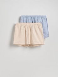 Piżamowe szorty 2 pack - jasnoniebieski. Niebieskie piżamy Reserved, l, bez wzorów, z bawełny, bez kołnierzyka, bez ramiączek. Za 69.99 zł.