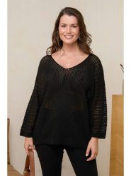 Curvy Lady Sweter w kolorze czarnym rozmiar: 48/50. Czarne swetry Curvy Lady, bez wzorów, ze splotem, klasyczne, bez ramiączek. Za 105.63 zł.