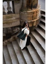 Maison héritage PARIS Skórzany shopper bag "Perle" w kolorze ciemnozielonym - 54 x 44 cm rozmiar: onesize. Zielone shopper bag maison héritage PARIS, bez wzorów, z materiału, na ramię, bez dodatków. Za 459.04 zł.