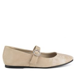 Baleriny JENNY. Brązowe baleriny Jenny, bez wzorów, bez obcasa, bez zapięcia. Za 119.99 zł.