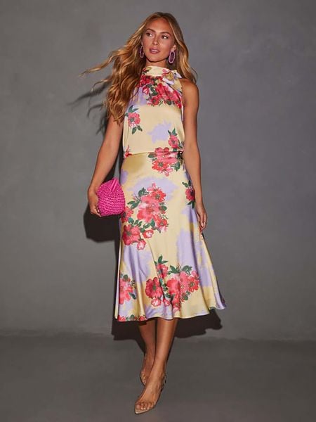 LA Angels 2-częściowy zestaw ze wzorem rozmiar: M. Spódnice LA Angels, na co dzień, m, bez wzorów, midi, proste. Za 100.52 zł.