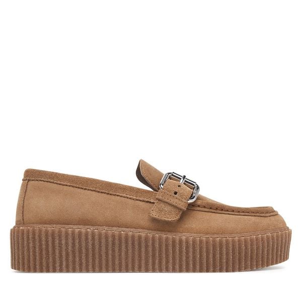 Półbuty Weekend Max Mara. Brązowe półbuty wsuwane Weekend Max Mara, bez wzorów, bez obcasa, na płaskiej podeszwie. Za 1,439.00 zł.