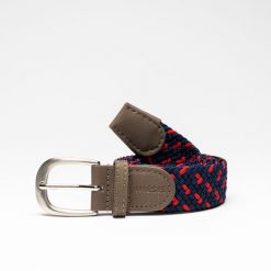 Pasek do spodni do golfa Inesis pleciony. Niebieskie paski INESIS, bez wzorów, z materiału, eleganckie. W wyprzedaży za 24.99 zł.