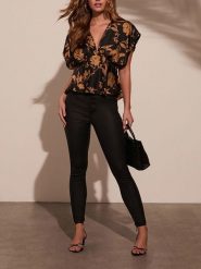 Milan Kiss Top w kolorze czarno-jasnobrązowym rozmiar: L. Brązowe topy Milan Kiss, l, bez wzorów, bez kołnierzyka, bez ramiączek. Za 130.81 zł.