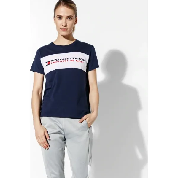 Tommy Sport Koszulka Logo Driver , granatowy, rozmiar S. Niebieskie t-shirty sportowe Tommy Hilfiger, s, bez wzorów, z bawełny, bez ramiączek. W wyprzedaży za 159.99 zł.