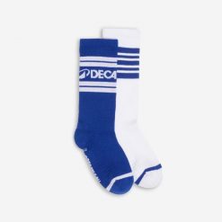 Skarpety do połowy łydki 2 sztuki. Białe skarpetki Decathlon, bez wzorów, z bawełny. Za 39.99 zł.