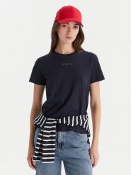 Tommy Jeans T-Shirt Linear DW0DW21964 Granatowy Regular Fit. Niebieskie t-shirty Tommy Jeans, l, bez wzorów, z bawełny, bez kołnierzyka, bez ramiączek. Za 109.99 zł.