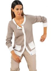 Heine Kardigan w kolorze beżowym rozmiar: 46. Brązowe swetry Heine, bez wzorów, z bawełny, bez ramiączek. Za 78.28 zł.