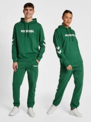 Bluza z logo Hummel Legacy. Zielone bluzy Hummel, na wiosnę, m, bez wzorów, z bawełny, z kapturem, na fitness i siłownię. Za 182.70 zł.