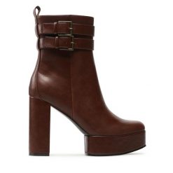 Botki JENNY. Brązowe botki Jenny, bez wzorów, bez obcasa, na słupku, bez zapięcia. Za 159.99 zł.