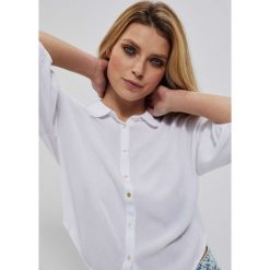 Koszula z wiskozy. Białe koszule MOODO, l, bez wzorów, z wiskozy, bez kołnierzyka, bez ramiączek. Za 89.99 zł.