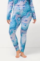 Damskie Funkcyjne legginsy narciarskie wzór marmurkowy z recyklingu. Niebieskie legginsy Ulla Popken, bez wzorów, z elastanu. Za 223.99 zł.