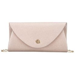 Beżowa, brokatowa kopertówka damska wykonana z tkaniny syntetycznej, zapinana klipsem magnetycznym Rovicky R-XS029-2. Brązowe kopertówki ROVICKY, bez wzorów, z syntetyku, bez dodatków. Za 45.00 zł.