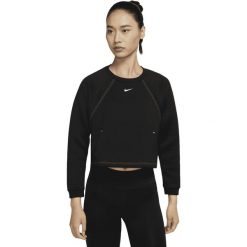 Bluza Nike Pro Luxe Crew, Kobiety. Czarne bluzy Nike, xl, bez wzorów, z poliesteru, bez ramiączek, bez kaptura. Za 390.00 zł.
