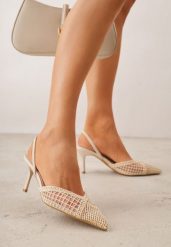 Beżowe Szpilki VICES Ozdobione Siateczką Coraerial. Brązowe szpilki Renee, bez wzorów, z jeansu, bez obcasa, na szpilce, bez zapięcia. Za 99.99 zł.