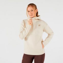 Bluza tenisowa damska z kapturem, na suwak. Brązowe bluzy z kapturem KUIKMA, m, bez wzorów, z elastanu, z kapturem, tenisowe. Za 129.99 zł.
