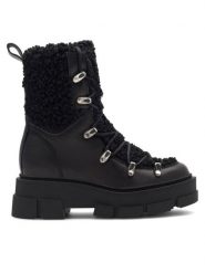 Badura Botki FUNCHAL-2603 Czarny. Czarne botki Badura, bez wzorów, ze skóry, bez obcasa, na słupku, bez zapięcia. Za 314.99 zł.