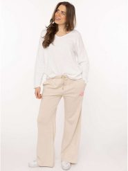 Zwillingsherz Spodnie dresowe "Feel Good Club" w kolorze beżowym rozmiar: S/M. Brązowe spodnie dresowe Zwillingsherz, bez wzorów, z bawełny. Za 126.99 zł.